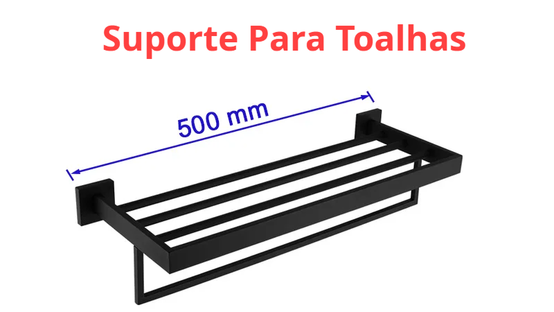Suporte Para Banheiro Preto Fosco Aço Inox - Papel Higiênico Sabão Liquido e Acessórios Para Toalha e Sabonete