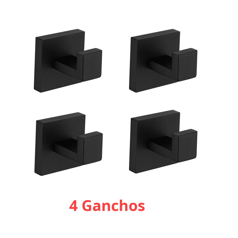 Suporte Para Banheiro Preto Fosco Aço Inox - Papel Higiênico Sabão Liquido e Acessórios Para Toalha e Sabonete