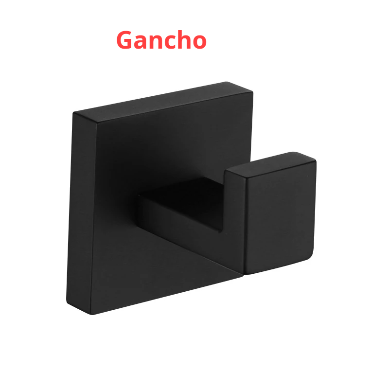 Suporte Para Banheiro Preto Fosco Aço Inox - Papel Higiênico Sabão Liquido e Acessórios Para Toalha e Sabonete