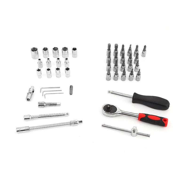 Kit Ferramentas 46 Peças - Jogo Soquetes e Chave Catraca Reversível