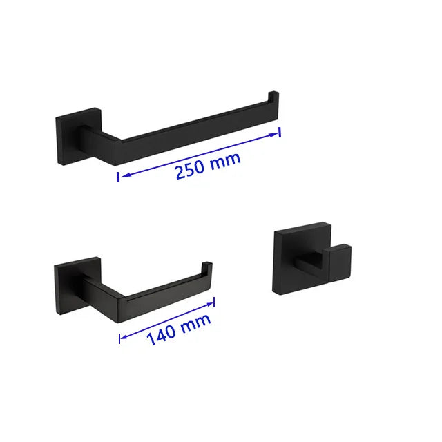 Suporte Para Banheiro Preto Fosco Aço Inox - Papel Higiênico Sabão Liquido e Acessórios Para Toalha e Sabonete