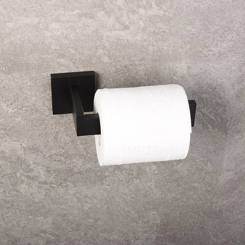 Suporte Para Banheiro Preto Fosco Aço Inox - Papel Higiênico Sabão Liquido e Acessórios Para Toalha e Sabonete