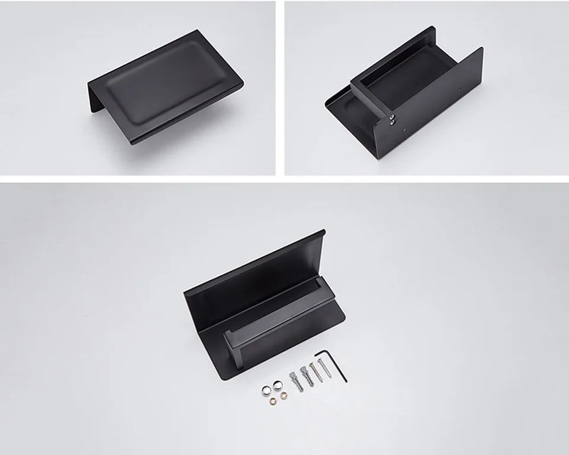 Suporte Para Banheiro Preto Fosco Aço Inox - Papel Higiênico Sabão Liquido e Acessórios Para Toalha e Sabonete